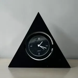 Triangular Table Clock Unbranded | Wall Decor | Vintage Triangle Desk Clock Black Geometric ...